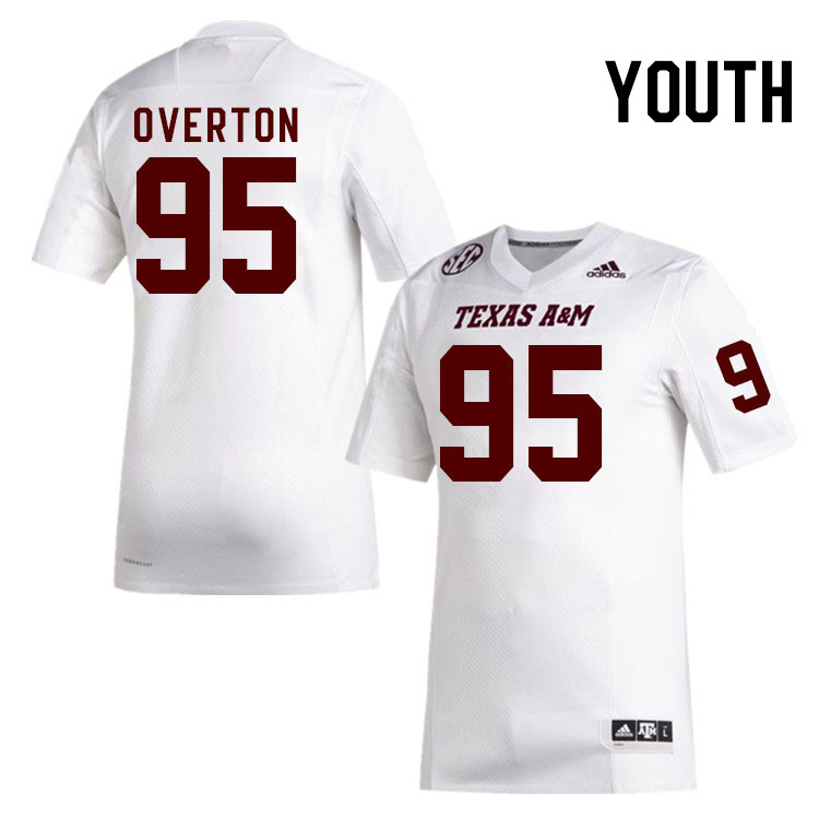 Youth #95 Micaiah Overton Texas A&M Aggies College Football Jerseys Stitched Sale-White - Click Image to Close